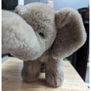 90s 24K Polar Puff Special Effects 8" gray stuffed elephant trunk up good luck